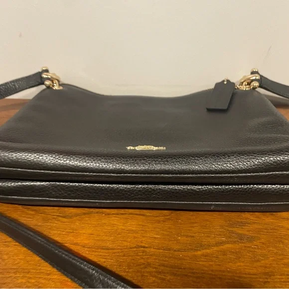 Coach Black Leather Crossbody with Gold-Tone Accents - Picture 2 of 10